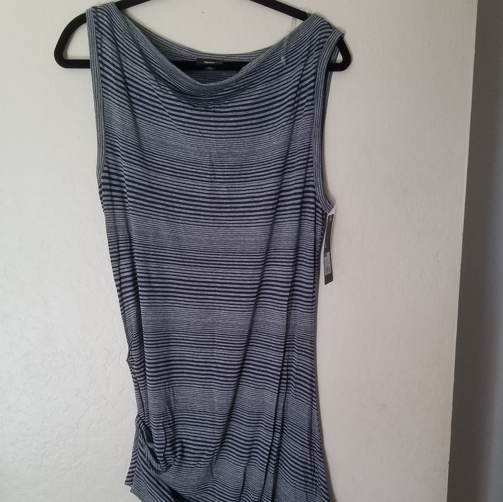 Gray and Navy Stripped Jersey Style Dress